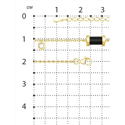Браслет из золочёного серебра с чёрной керамикой и фианитом TC-B01649-B-L-W-X-X