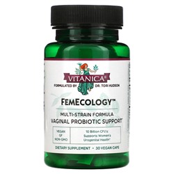 Vitanica FemEcology, Пробиотическая поддержка влагалища, 10 миллиардов КОЕ, 30 веганских капсул