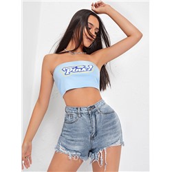 Denim Shorts mit Riss, rohem Saum, hoher Taille