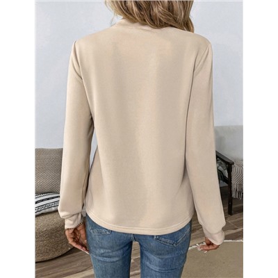 SHEIN LUNE Damen lässiger Sweatshirt mit Bindekragen und Langarm