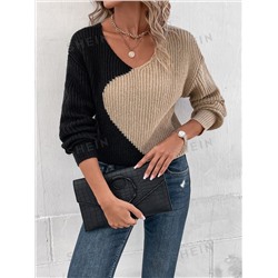 SHEIN LUNE Zweifarbiger Pullover mit Drop Shoulder