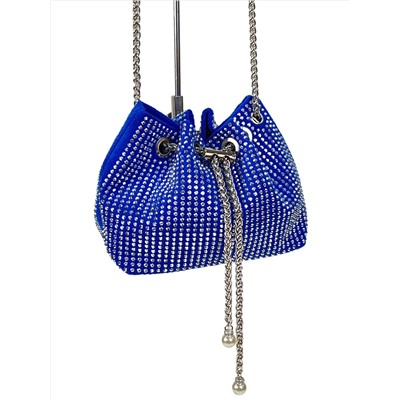 Женская сумочка из велюра со стразами, цвет синий