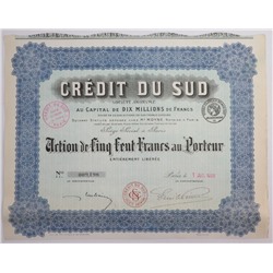 Акция Credit Du Sud, 500 франков, Франция