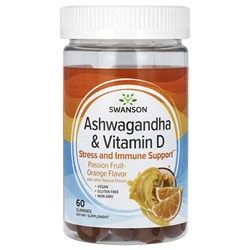 Swanson Ашваганда и витамин D, маракуйя и апельсин, 60 жевательных конфет
