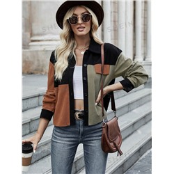 SHEIN Frenchy Jacke mit Farbblock, Klappe Detail, Drop Shoulder