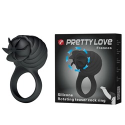 Кольцо эрекционное PRETTY LOVE "Frances" с ротацией, перезаряжаемое USB, черное