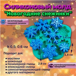 Силиконовый молд Новогодние снежинки