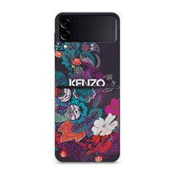 Силиконовый чехол Кензо в цветах на Samsung Galaxy Z Flip 3