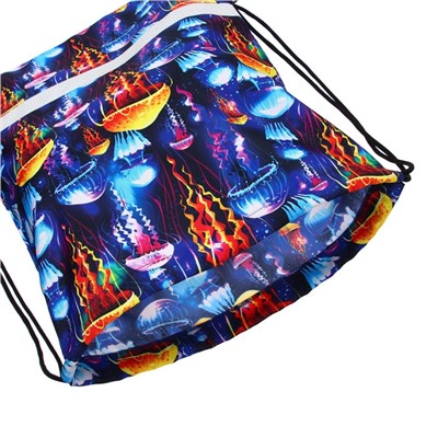 Мешок для обуви 500 х 410 мм Erich Krause, плотность 300D, со светоотражающей полосой, с вентиляцией, Neon Jellyfish