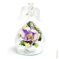 Композиция "Ангел" из натуральных орхидей (арт. OaSO2) в подарочной упаковке