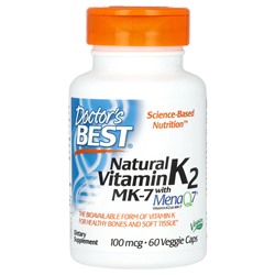 Doctor's Best Витамин K2 MK-7 с MenaQ7 - 100 мкг - 60 растительных капсул - Doctor's Best