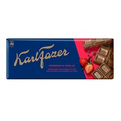 Молочный шоколад с ванилью и кусочками клубники Karl Fazer Strawberry and vanilla in milkchocolate 190 гр