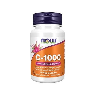 NOW Supplements, Vitamin C-1,000 with Rose HIPS & Bioflavonoids, Antioxidant Protection*, 30 Veg Capsules