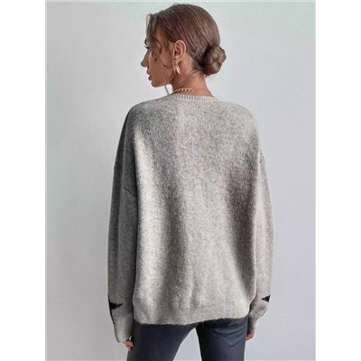 Pullover mit Drop Shoulder Stern Muster