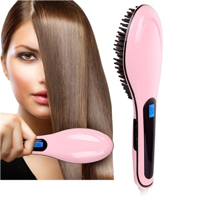 Расческа-выпрямитель "FAST HAIR STRAIGHTENER" HQT-906 Pink