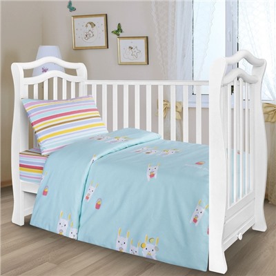 Постельное бельё АДЕЛЬ Kids Крольчата, размер 107х140, 107х140, 40х60см, поплин 110г/м, хлопок 100%