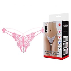 Трусики Бабочка с доступом и бусами "Butterfly Panties Pink" розовые