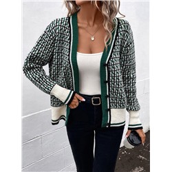 Cardigan mit Plaid Muster, Drop Shoulder