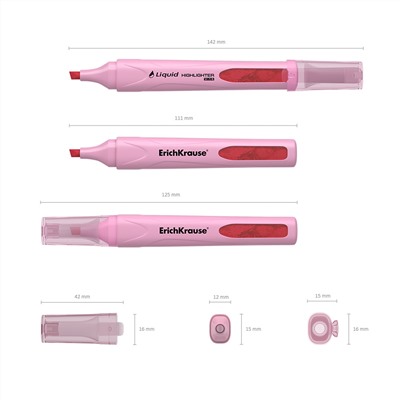 Текстовыделитель ErichKrause Liquid Visioline V-14 Pastel, 0,6 - 4мм, розовый, с жид. черн. 56025