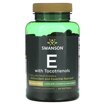 Swanson Витамин Е полного спектра с токотриенолами, 100 МЕ, 120 мягких таблеток