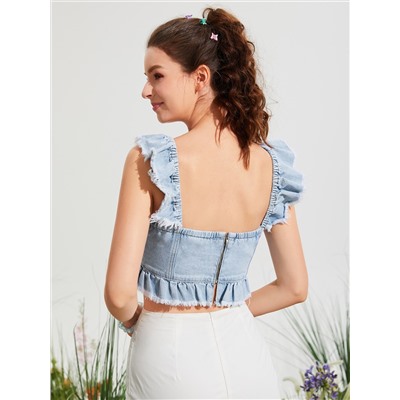 SHEIN MOD Jeans Top mit Rüschenbesatz