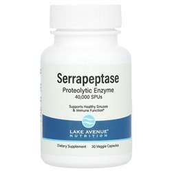 Lake Avenue Nutrition Serrapeptase, протеолитический фермент, 40 000 SPU, 30 растительных капсул