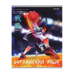 Тетрадь предметная 48 листов в клетку Аниме "Английский язык", обложка мелованный картон, тиснение холодной фольгой, ламинация Soft-Touch, блок офсет
