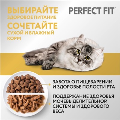 Сухой корм Perfect Fit для чувствительных кошек, индейка, 650 г