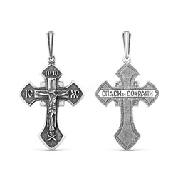 Крест из серебра с чернением и фианитами - 5,2 см 925 пробы к3-002ч200
