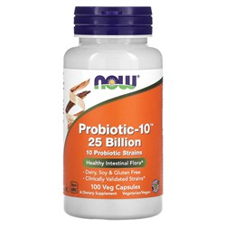 NOW Foods Probiotic-10 - 25 миллиардов - 100 растительных капсул - NOW Foods