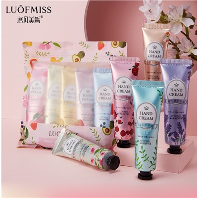 Набор парфюмированных кремов для рук с ЦВЕТОЧНЫМИ ароматами LUOFMISS Plant Hand Cream Set, 5 шт. * 30 гр.