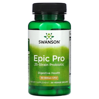 Swanson Epic Pro 25-Strain Probiotic, пищеварительный, 30 миллиардов КОЕ, 30 растительных капсул DrCaps