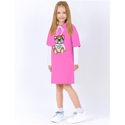 Платье-Туника для девочки KETMIN МИШКА TOY цв.Розовый (длинный рукав)