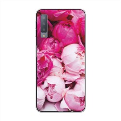 Силиконовый чехол Пионы розово-белые на Samsung Galaxy A7 2018