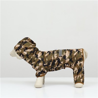 Комбинезон для собак, демисезонный с подкладом, размер ХS (ДС 22, Ог 34 см), камуфляжный
