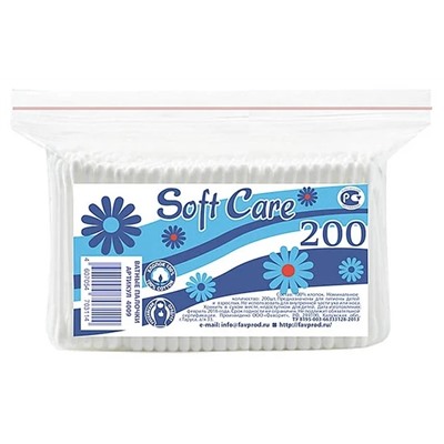 Ватные палочки Soft care, 200шт пакет