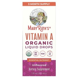 MaryRuth's Органические жидкие капли витамина А, без вкуса, 750 мкг, 1 жидкая унция (30 мл)