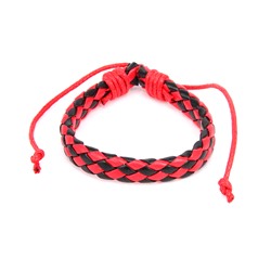BS089-03 Плетёный кожаный браслет, чёрно-красный