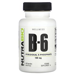 NutraBio B-6, 100 мг, 60 капсул