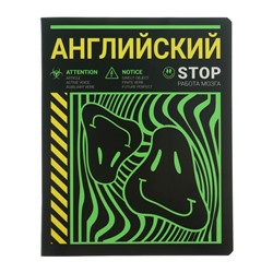 Тетрадь предметная "Неоновый смайл", 48 листов в клетку "Английский язык", обложка мелованный картон, неоновая краска, блок 65 г/м