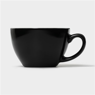 Кофейная пара фарфоровая Magistro Coffee time, 2 предмета: чашка 200 мл, блюдце d=14,5 см, цвет чёрный