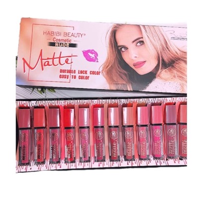 Набор матовых блесков для губ Habibi Beauty Matte 12 штук