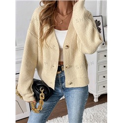 SHEIN Essnce Damen Einfarbige Lässig Langarm Strickjacke