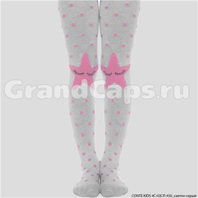 Колготки детские TIP-TOP, Компьютерные, 104-110 см, Conte kids (4С-03СП) Светло-Серый (№450)