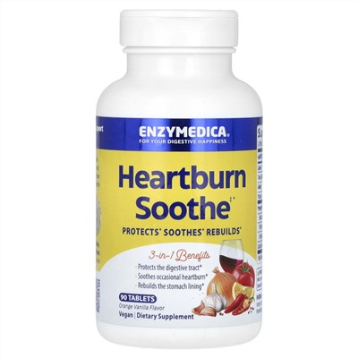 Enzymedica Heartburn Soothe, Апельсин Ваниль - 90 таблеток - Enzymedica