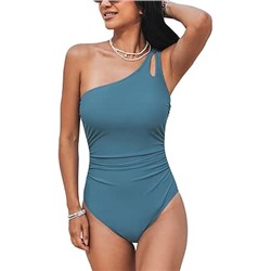 CUPSHE Women's One Piece Swimsuit Tummy Control Bathing Suit One Shoulder Cutout Slimming Swimwear