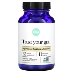 ORA Trust Your Gut, Высокая потенция Пробиотик и Пребиотик - 60 капсул - ORA