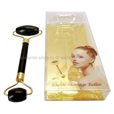 Нефритовый роликовый массажер Гуаша Connert Facial Massage Roller Black G003