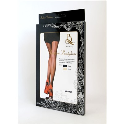 Колготки "Fashion Pantyhose Black" с продольной полосой, бежевые