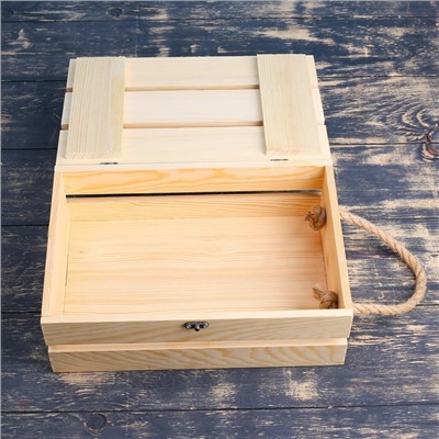 Подарочный ящик 30×20×10 см деревянный с откидной крышкой, с замком, ручка Дарим Красиво